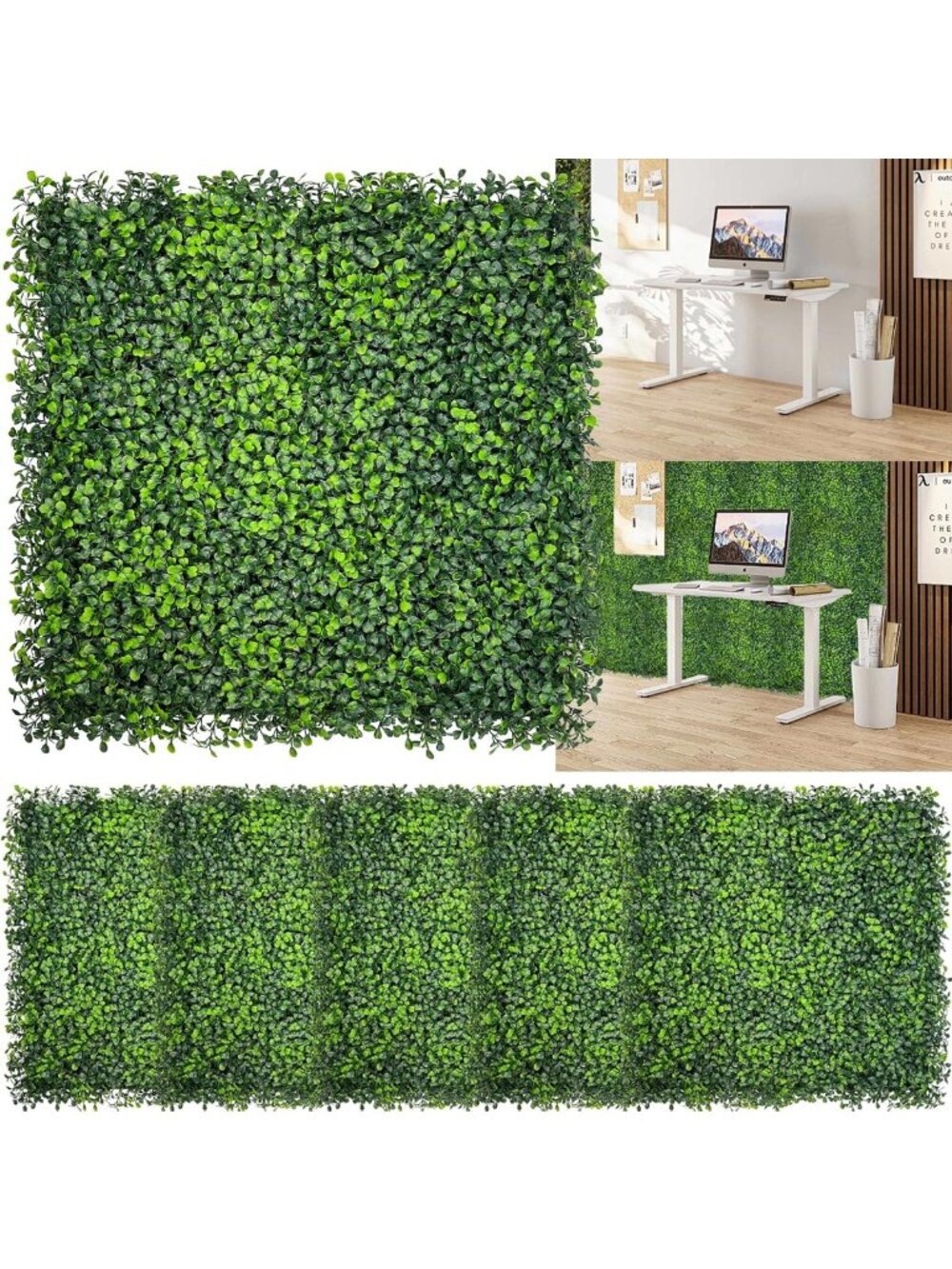 12 Pack 20"x20" Artificial Green Boxwood Hedge Panels for Home Decor & Privacy